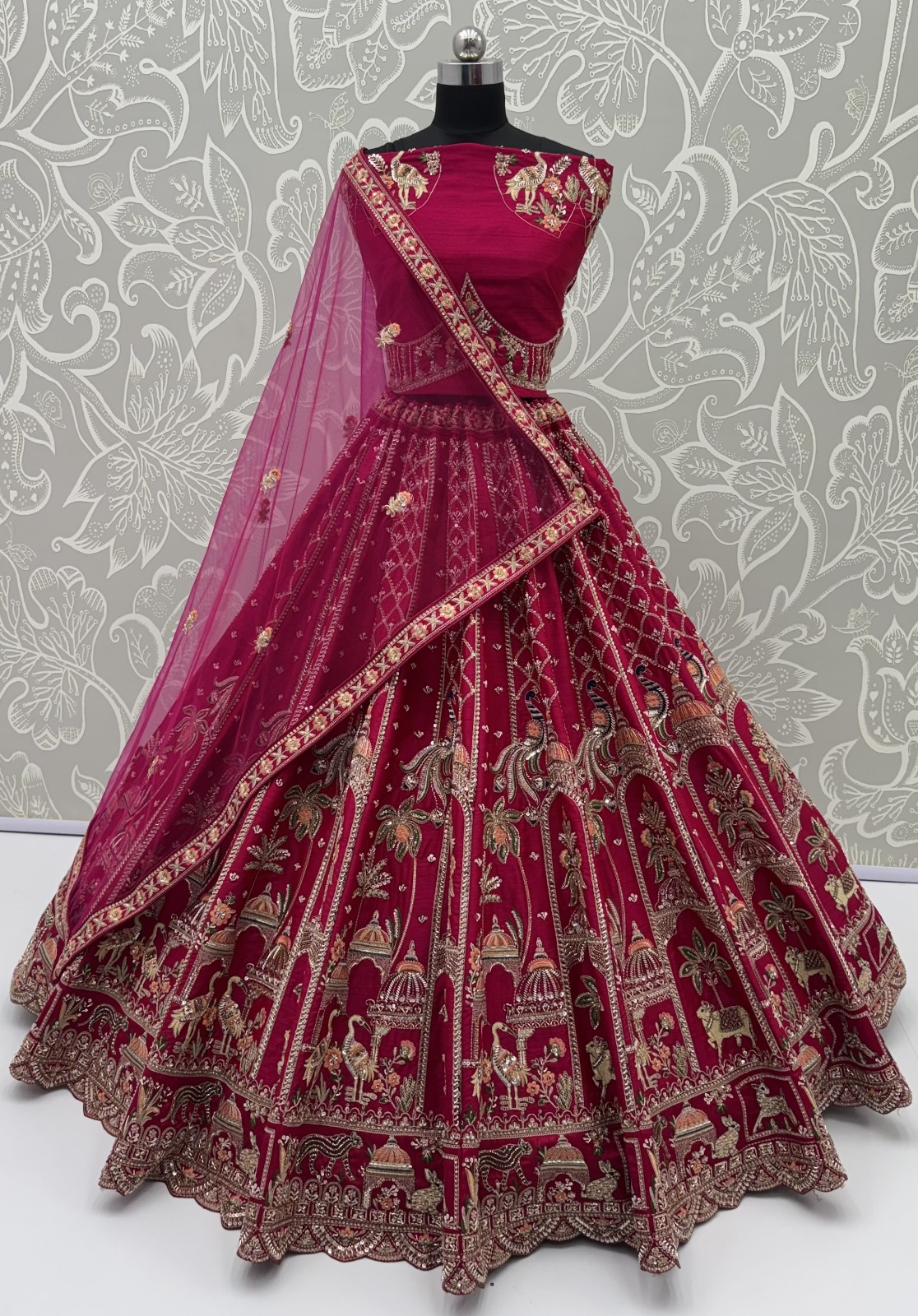 Silk Rani Pink Festival Wear Embroidery Work Lehenga Choli
