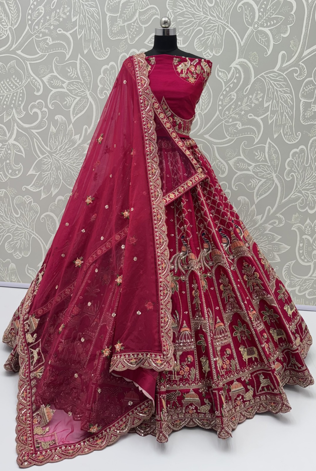 Silk Rani Pink Festival Wear Embroidery Work Lehenga Choli