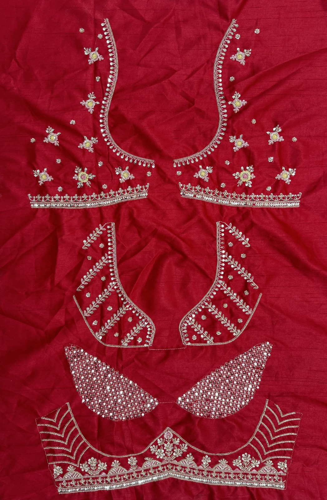 Pink Motif and Crystal Beads Work Bridal Lehenga Choli