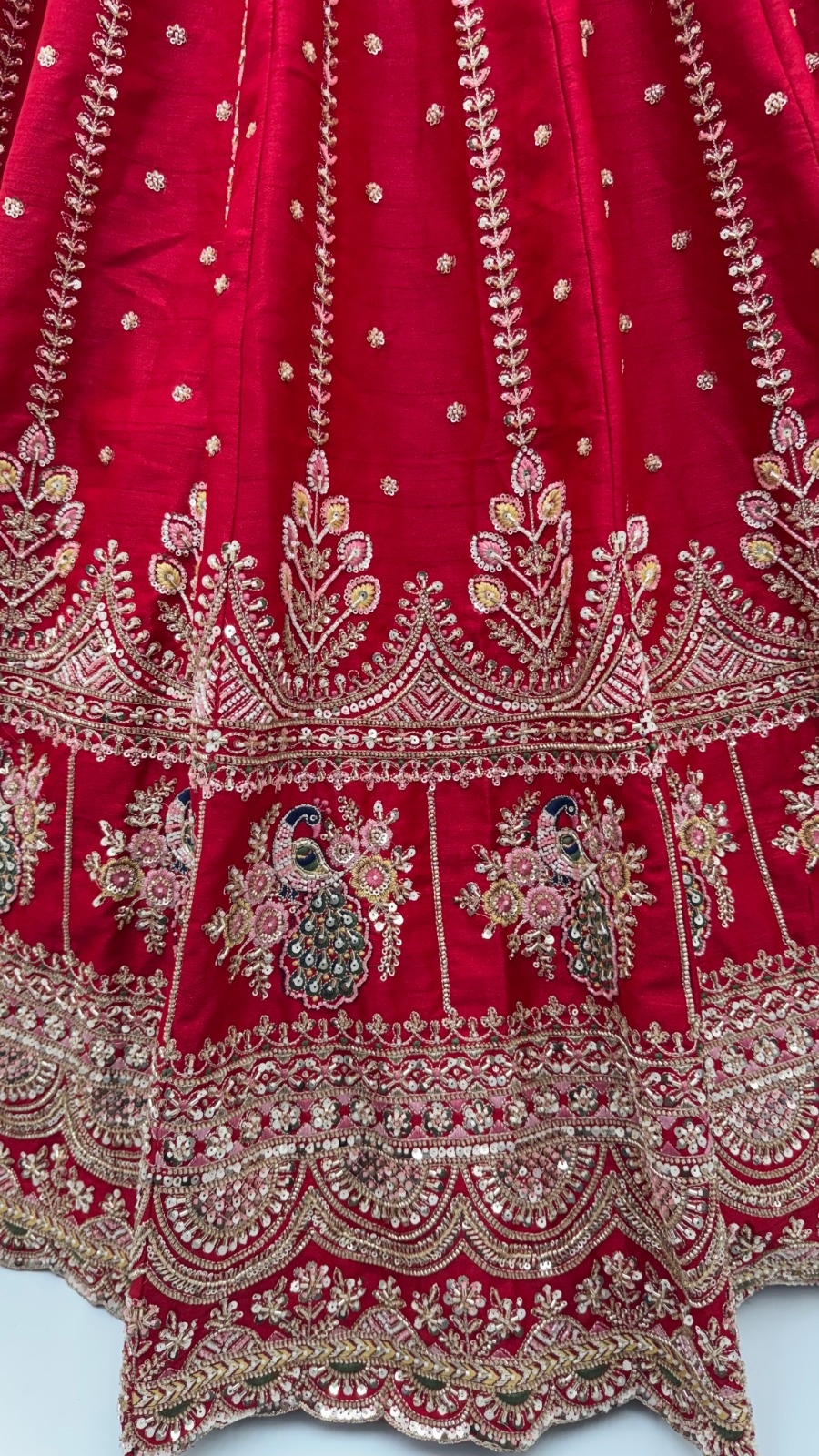 Pink Motif and Crystal Beads Work Bridal Lehenga Choli