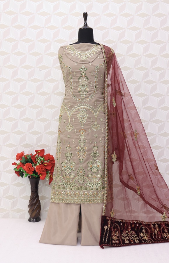  Faux Georgette Party Wear Salwar Kameez in with Sequence work