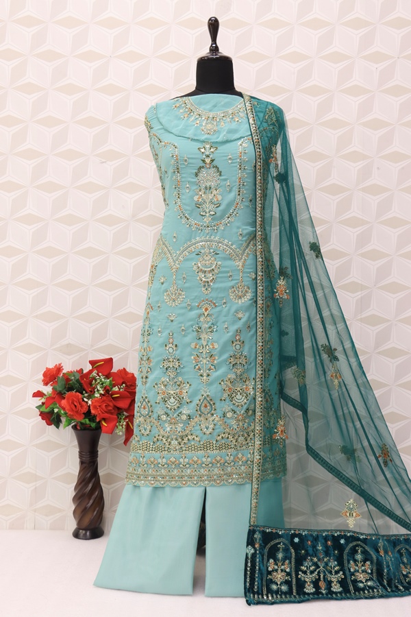 Faux Georgette Party Wear Salwar Kameez in with Sequence work