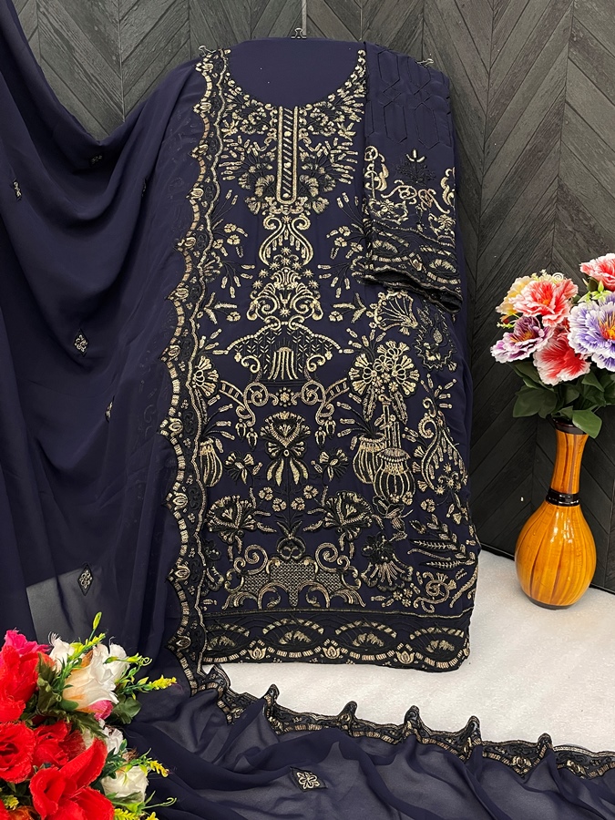  Heavy Faux Georgette Embroidered Salwar Kameez