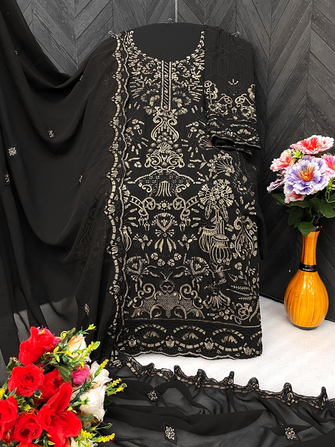  Heavy Faux Georgette Embroidered Salwar Kameez