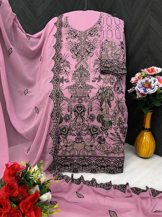  Heavy Faux Georgette Embroidered Salwar Kameez