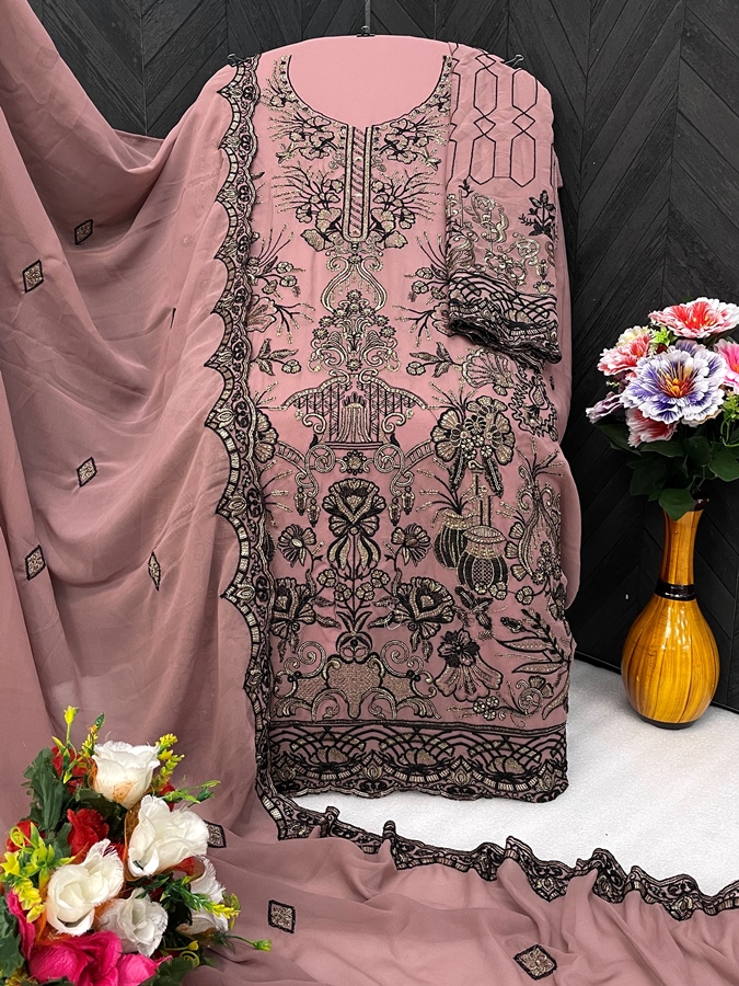  Heavy Faux Georgette Embroidered Salwar Kameez