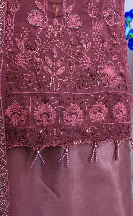 Georgette Reception Salwar Kameez in pink with Sequence work