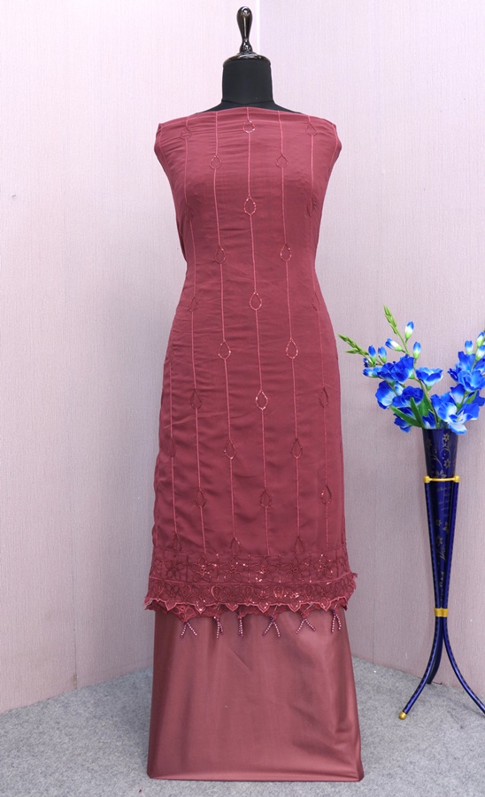 Georgette Reception Salwar Kameez in pink with Sequence work