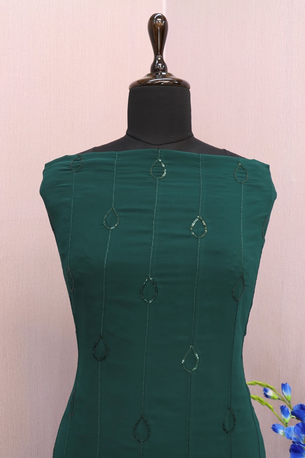 Georgette Reception Salwar Kameez in dark Green with Sequence work
