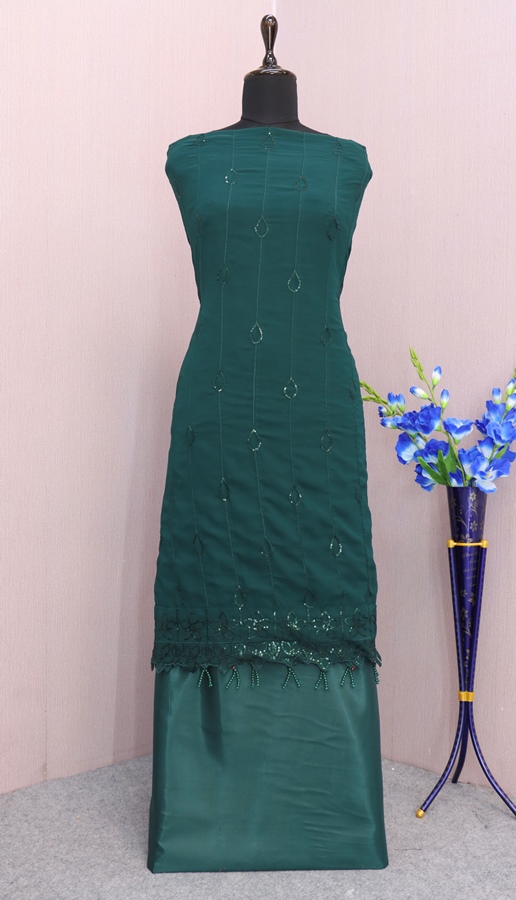 Georgette Reception Salwar Kameez in dark Green with Sequence work