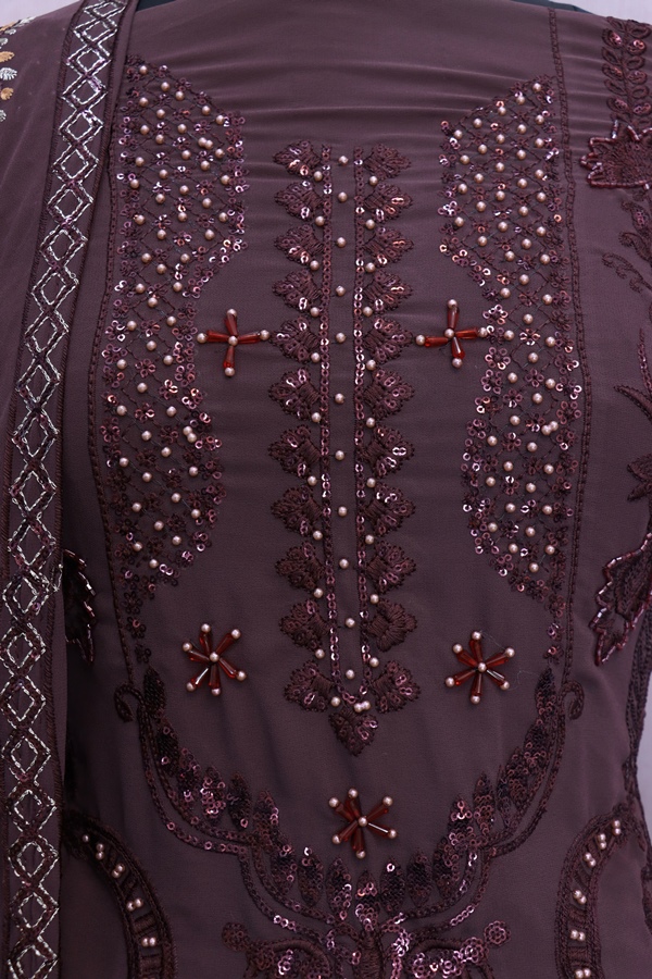 Georgette Reception Salwar Kameez in marun with Sequence work