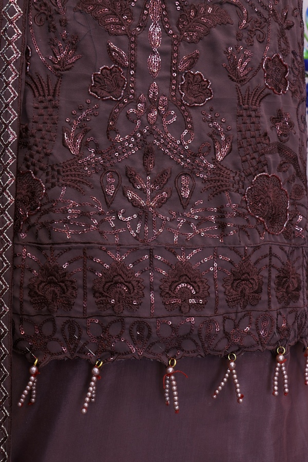 Georgette Reception Salwar Kameez in marun with Sequence work