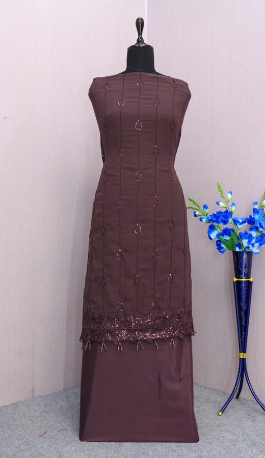 Georgette Reception Salwar Kameez in marun with Sequence work