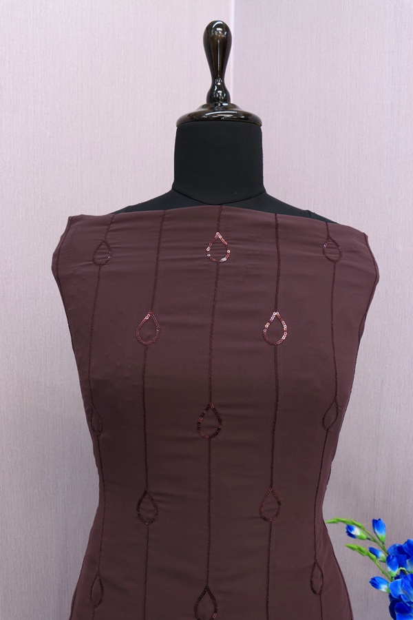 Georgette Reception Salwar Kameez in marun with Sequence work