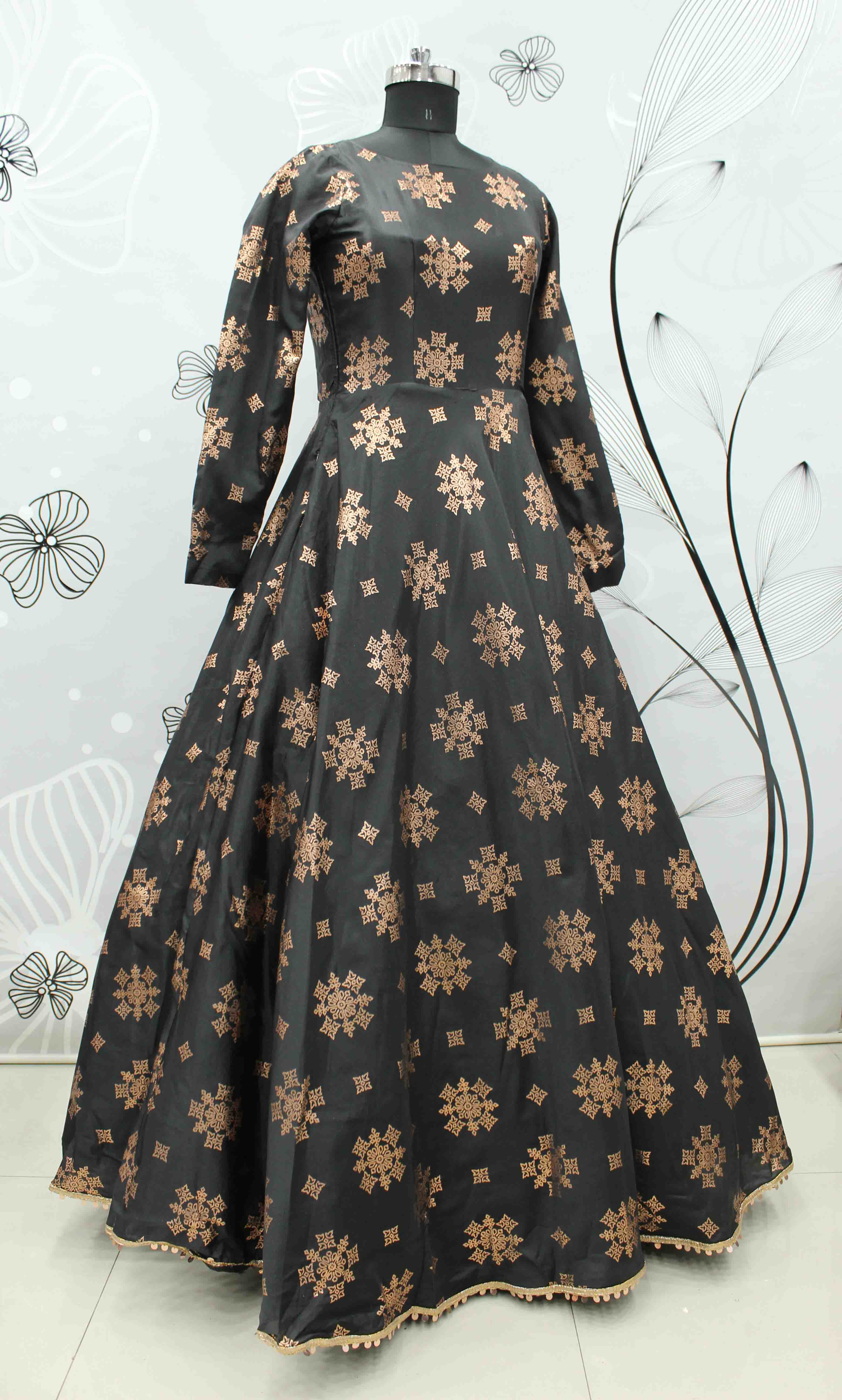 Black Tafeta Silk Festival Designer Gown