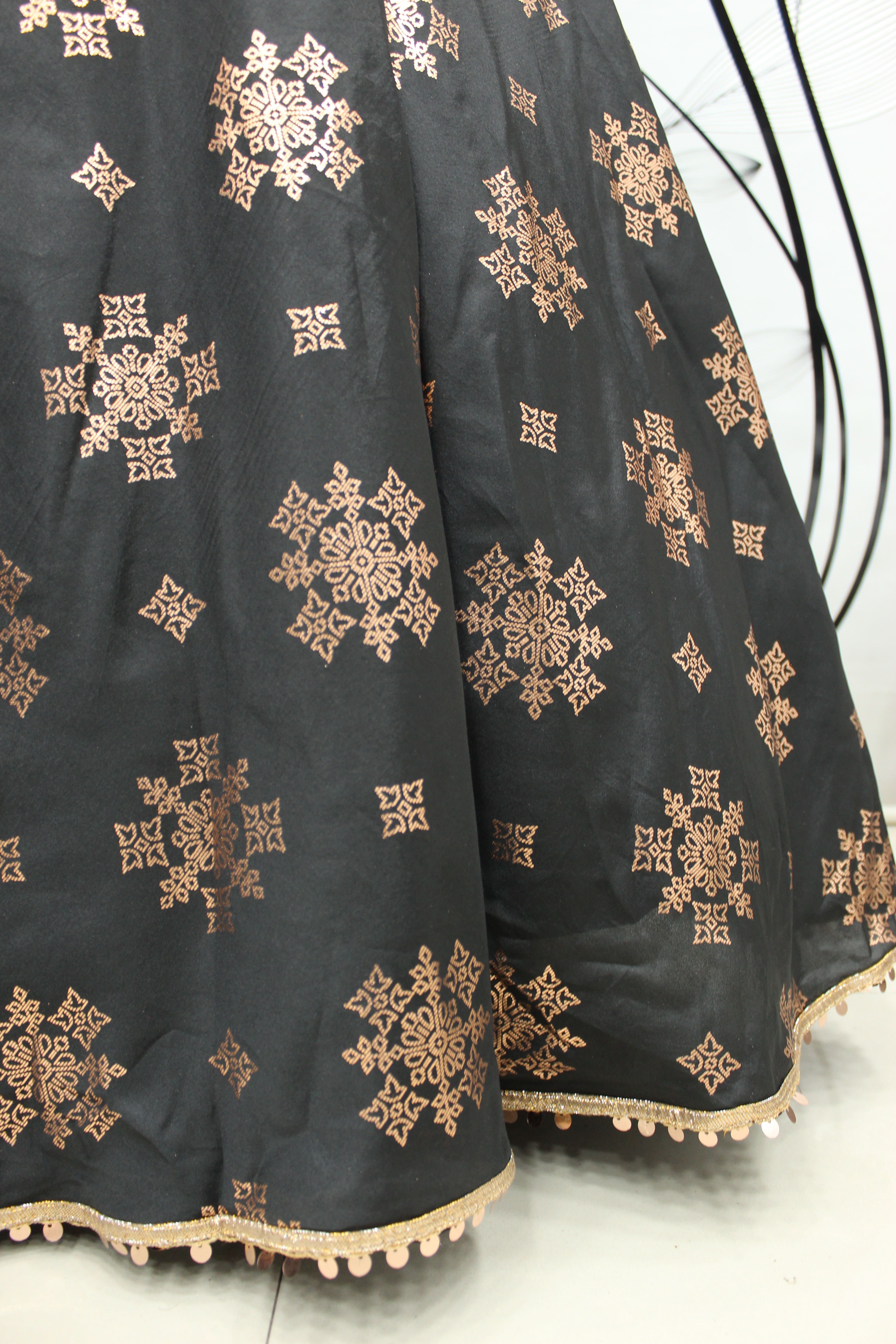Black Tafeta Silk Festival Designer Gown