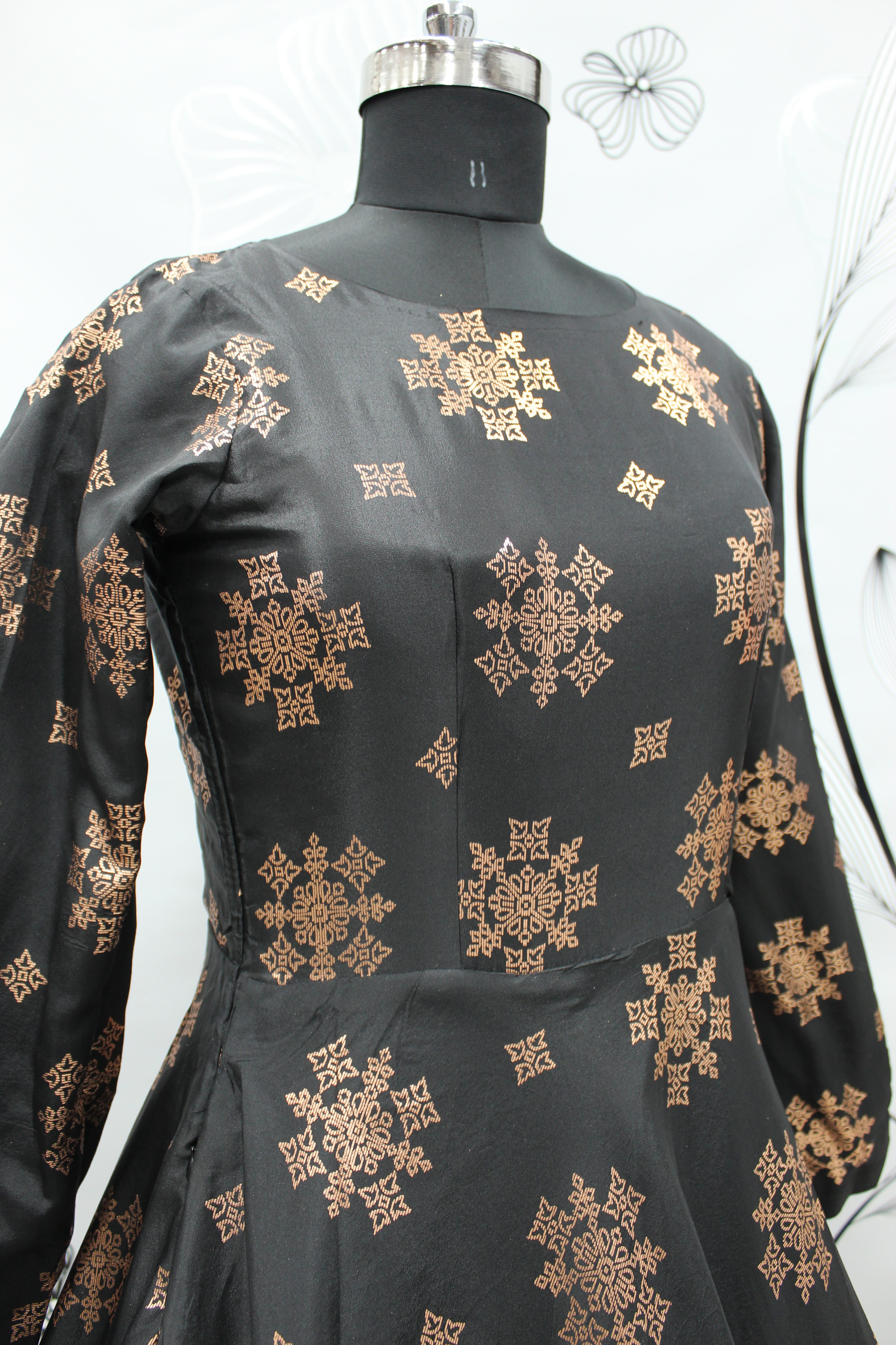 Black Tafeta Silk Festival Designer Gown