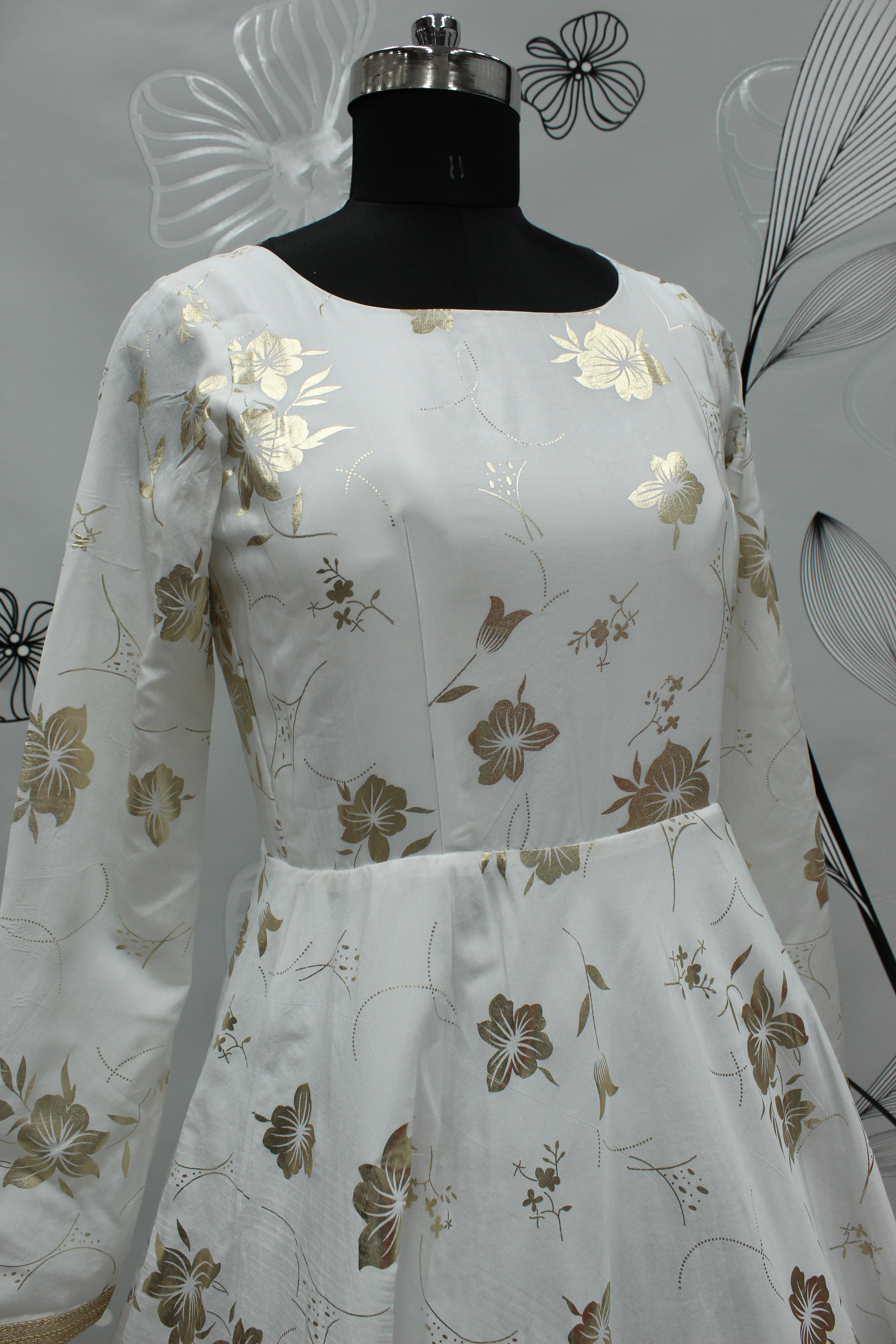 White Colour FLORY VOL 15 Exclusive Occasion Wear Taffeta Metalic Foil Work Ladies Latest Designer Gown