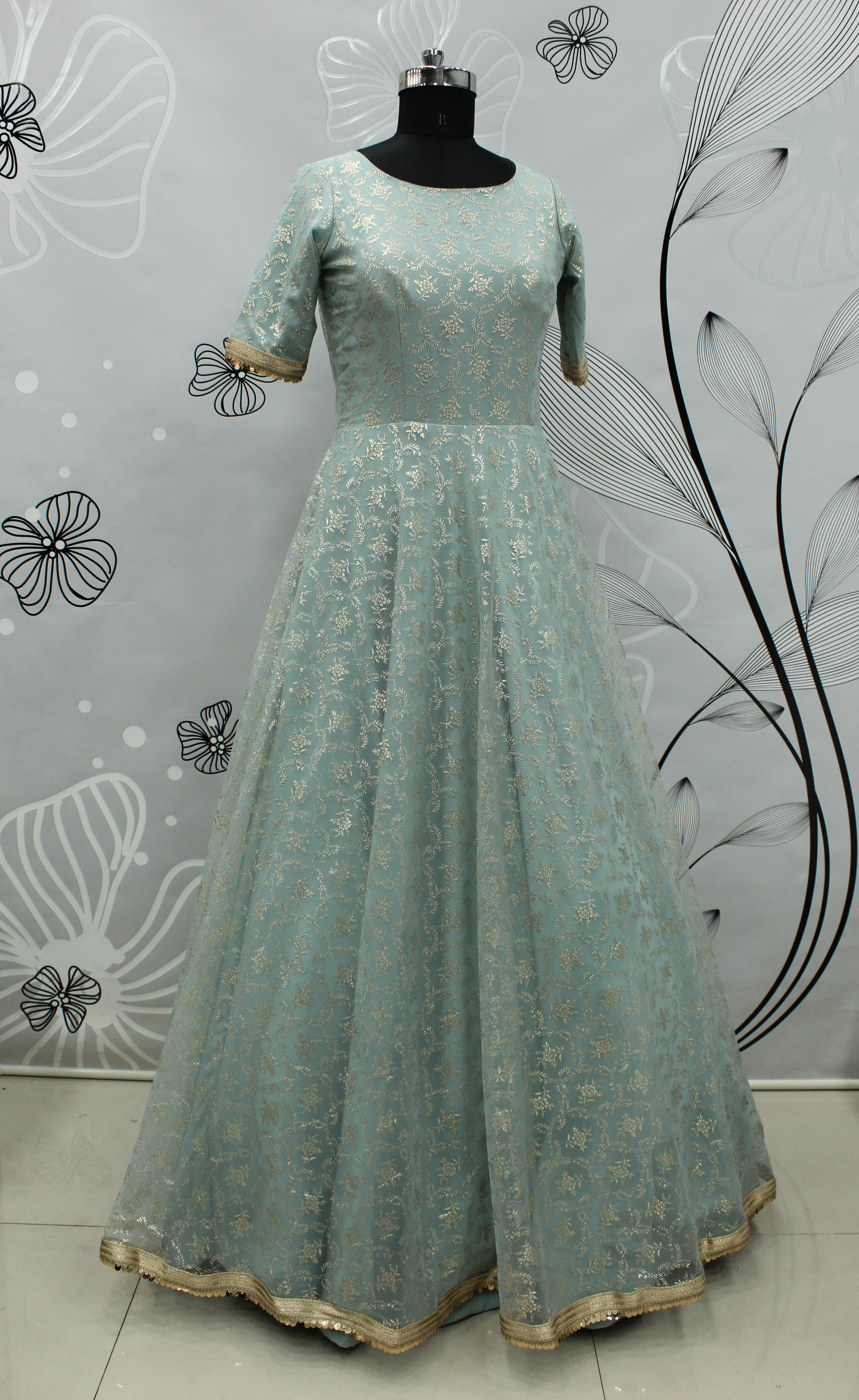 green emerald velvet dress Puff-Sleeve Strapless Sweetheart Long A-Line Prom Dress Mint / Medium main image 1