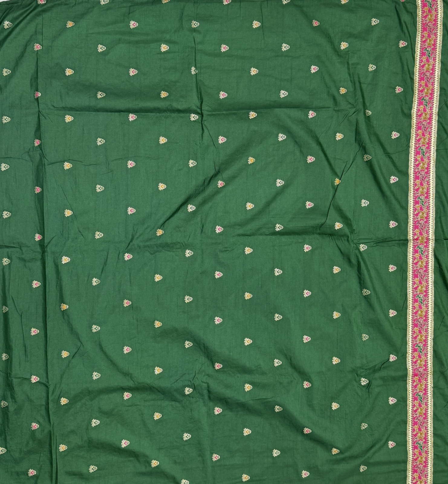 Astonishing Bottle Green Zari Work Pashmina Mehendi Wear Saree With Blouse