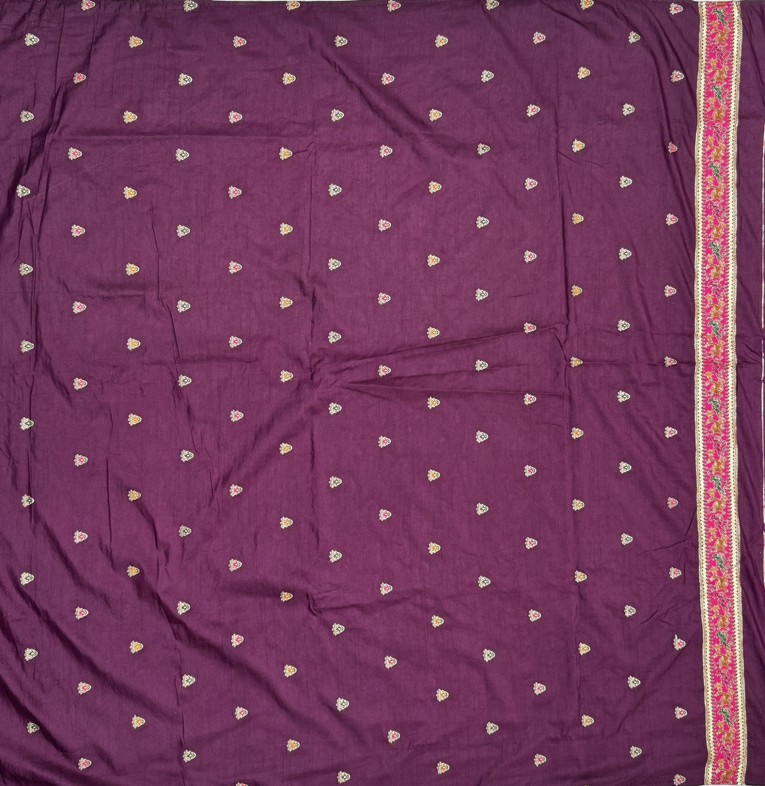 Superb Purple Zari Work Pashmina Wedding Wear Saree With Blouse