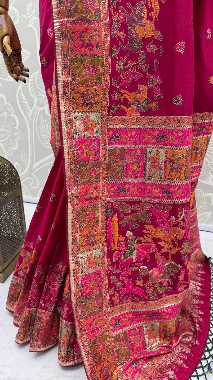 Dreamy Rani Pink Zari Work Pashmina Silk Engagement Wear Saree With Blouse