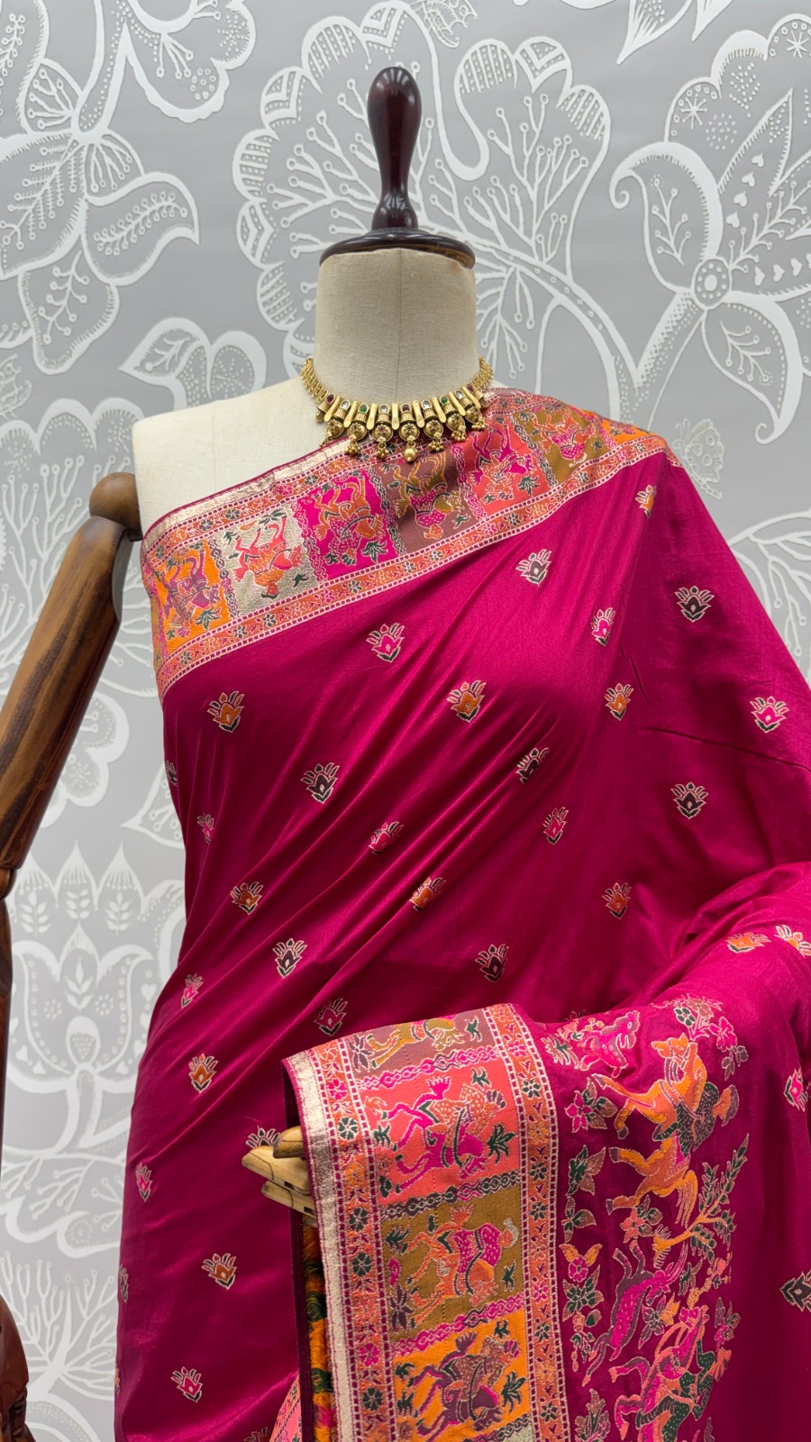 Dreamy Rani Pink Zari Work Pashmina Silk Engagement Wear Saree With Blouse