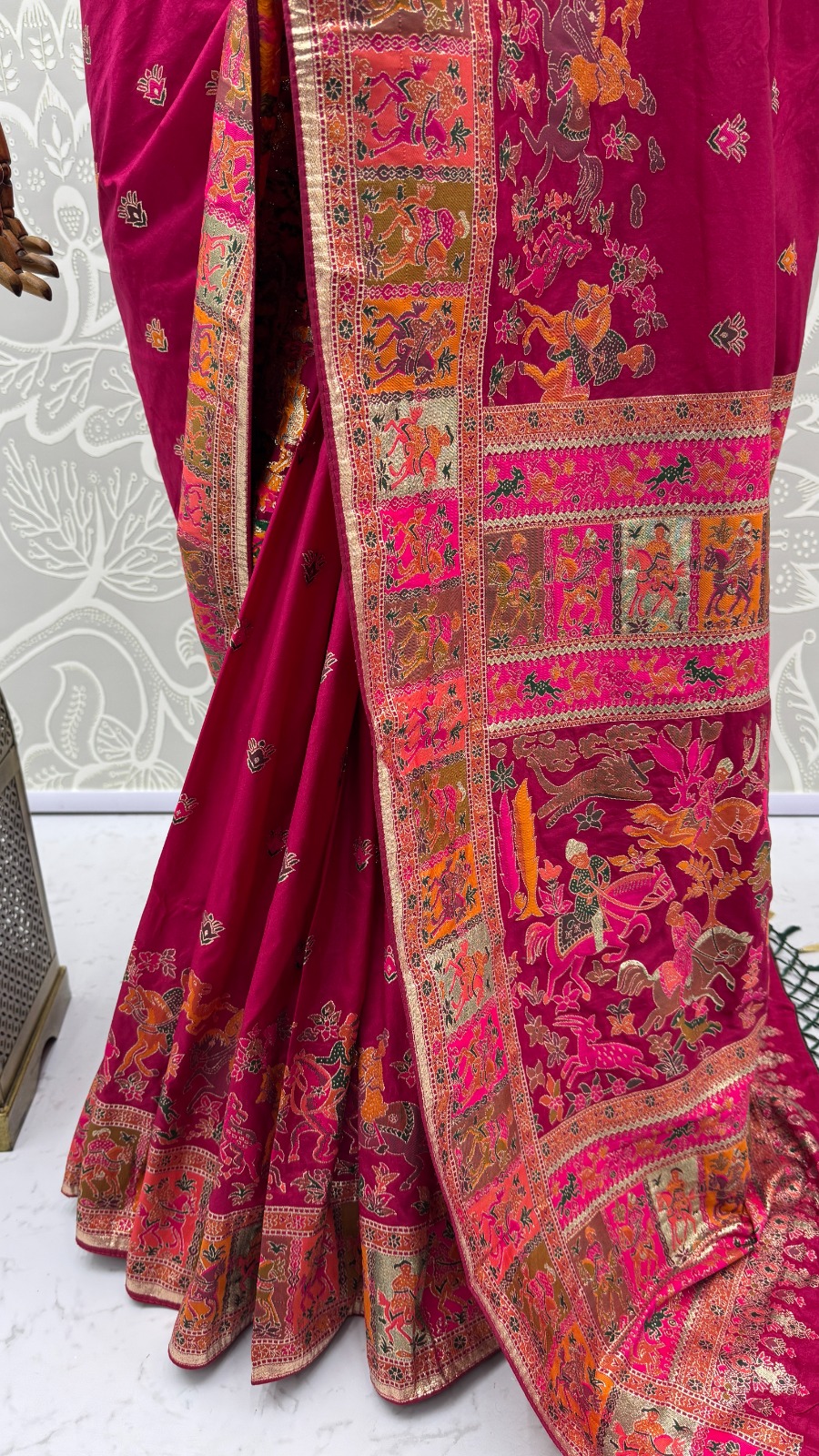 Dreamy Rani Pink Zari Work Pashmina Silk Engagement Wear Saree With Blouse