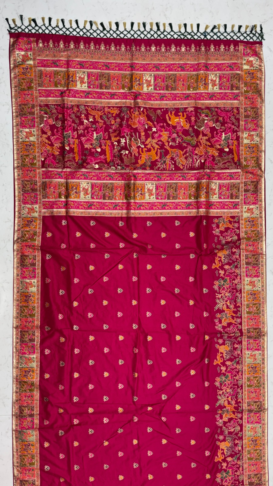 Dreamy Rani Pink Zari Work Pashmina Silk Engagement Wear Saree With Blouse