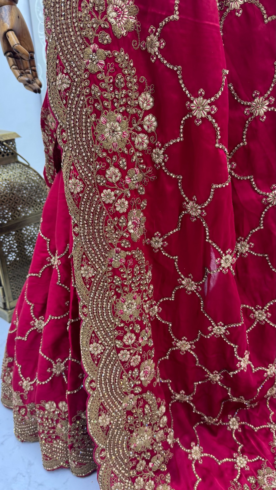 Hot Pink Premium Satin Silk Wedding Designer Saree