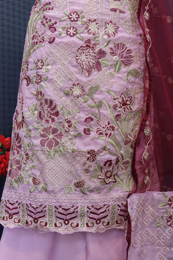 Blend Round Neck Women's Kurta Trouser Dupatta 