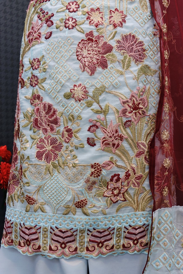 Blend Round Neck Women's Kurta Trouser Dupatta 