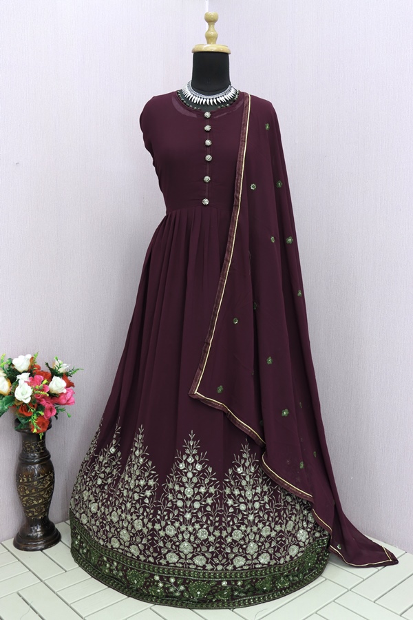  FAUX GEORGETTE WITH EMBROIDERY WORK ANARKALI SALWAR KAMEEZ