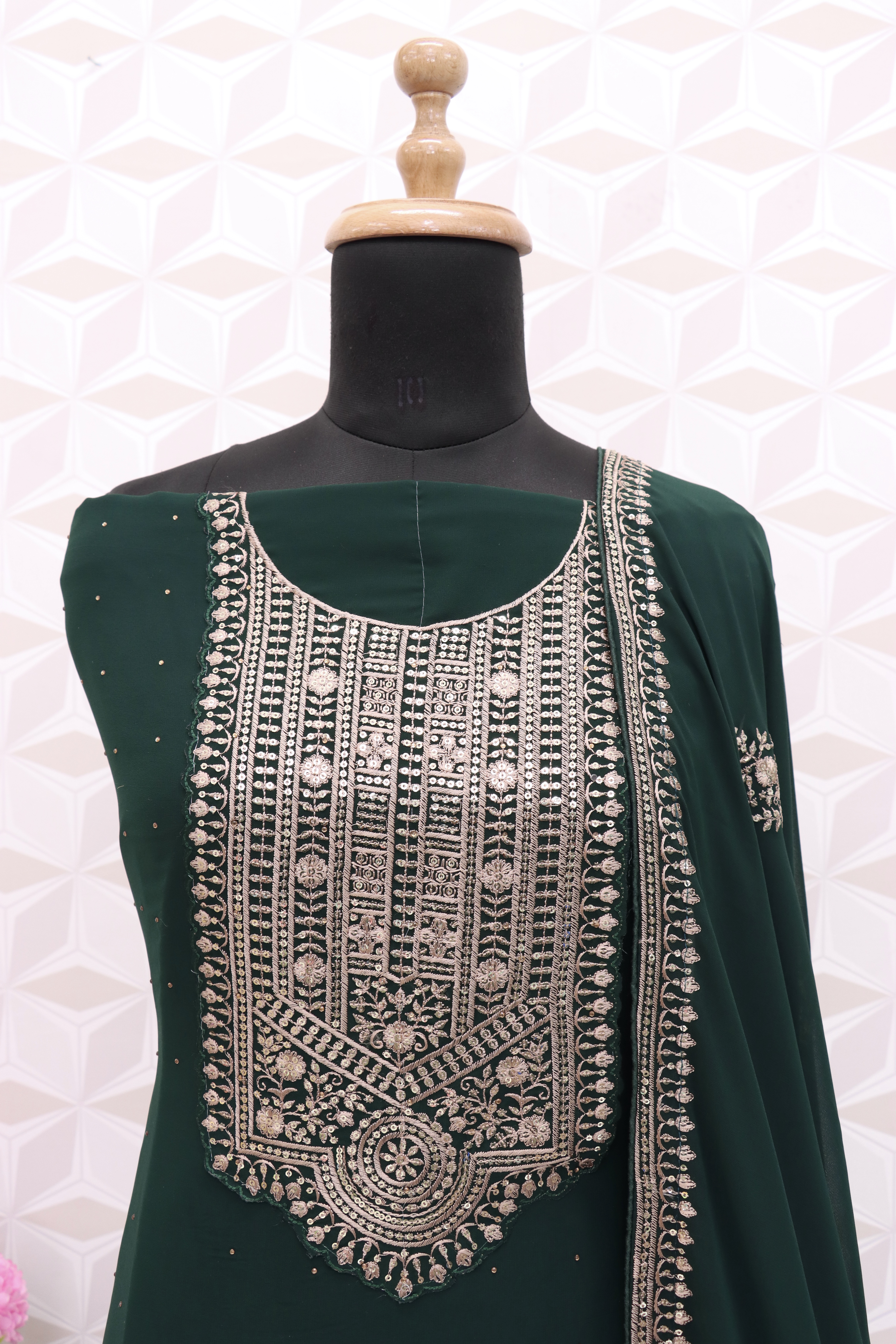 Green Georgette Resham Pakistani Salwar Suit