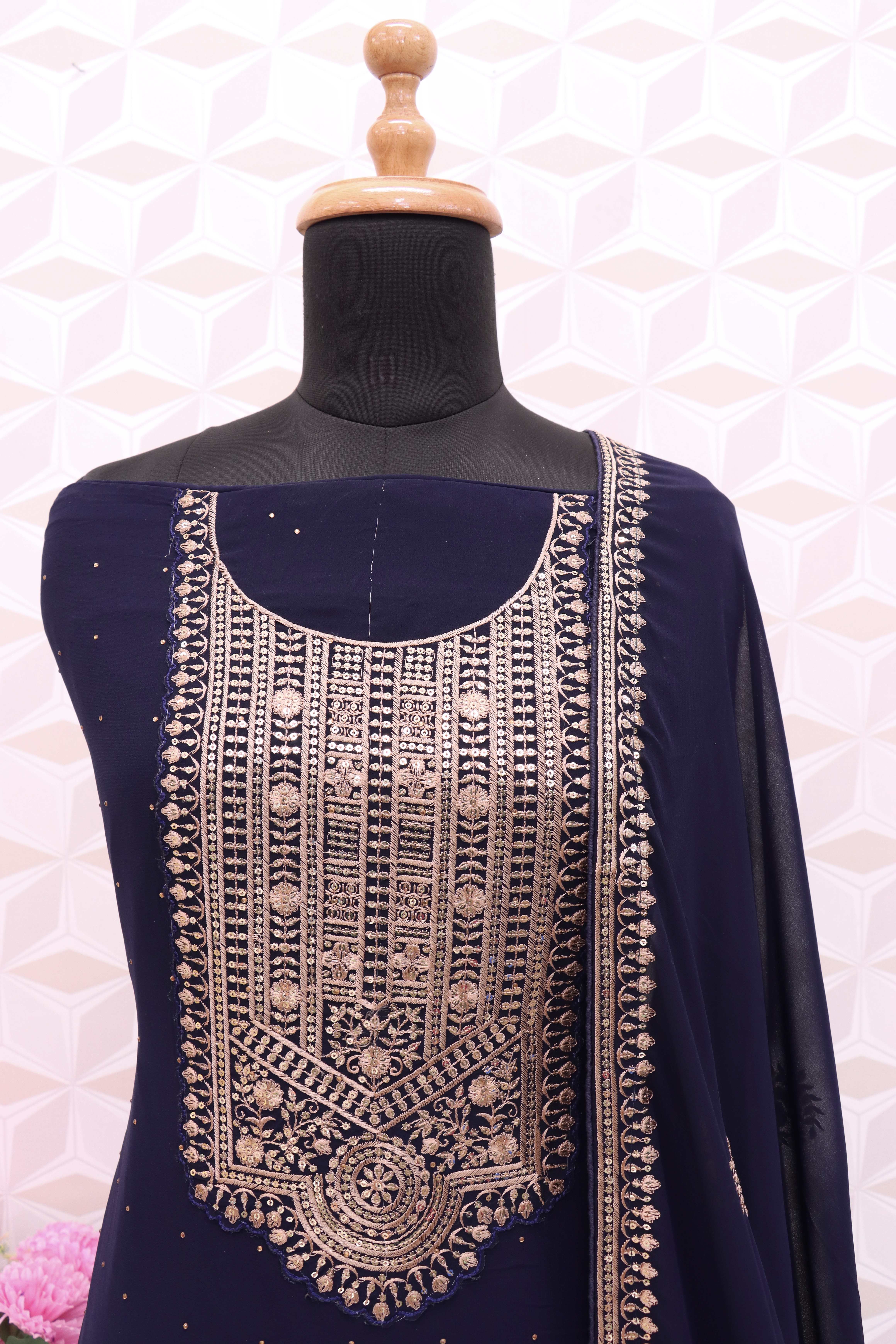 Violet Georgette Resham Pakistani Salwar Suit