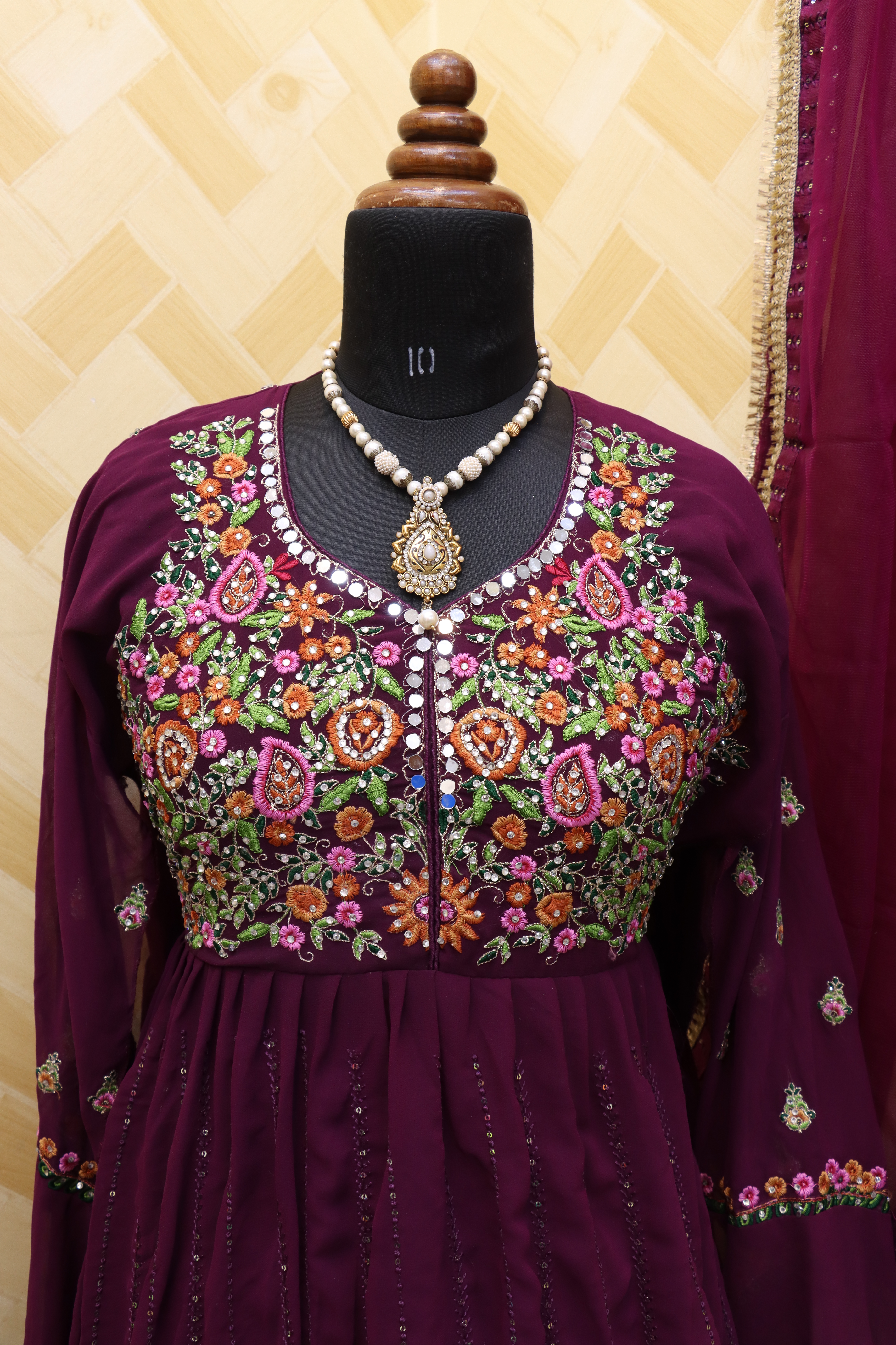 Georgette Fabric Function Wear Embroidered majenta Color Anarkali Suit