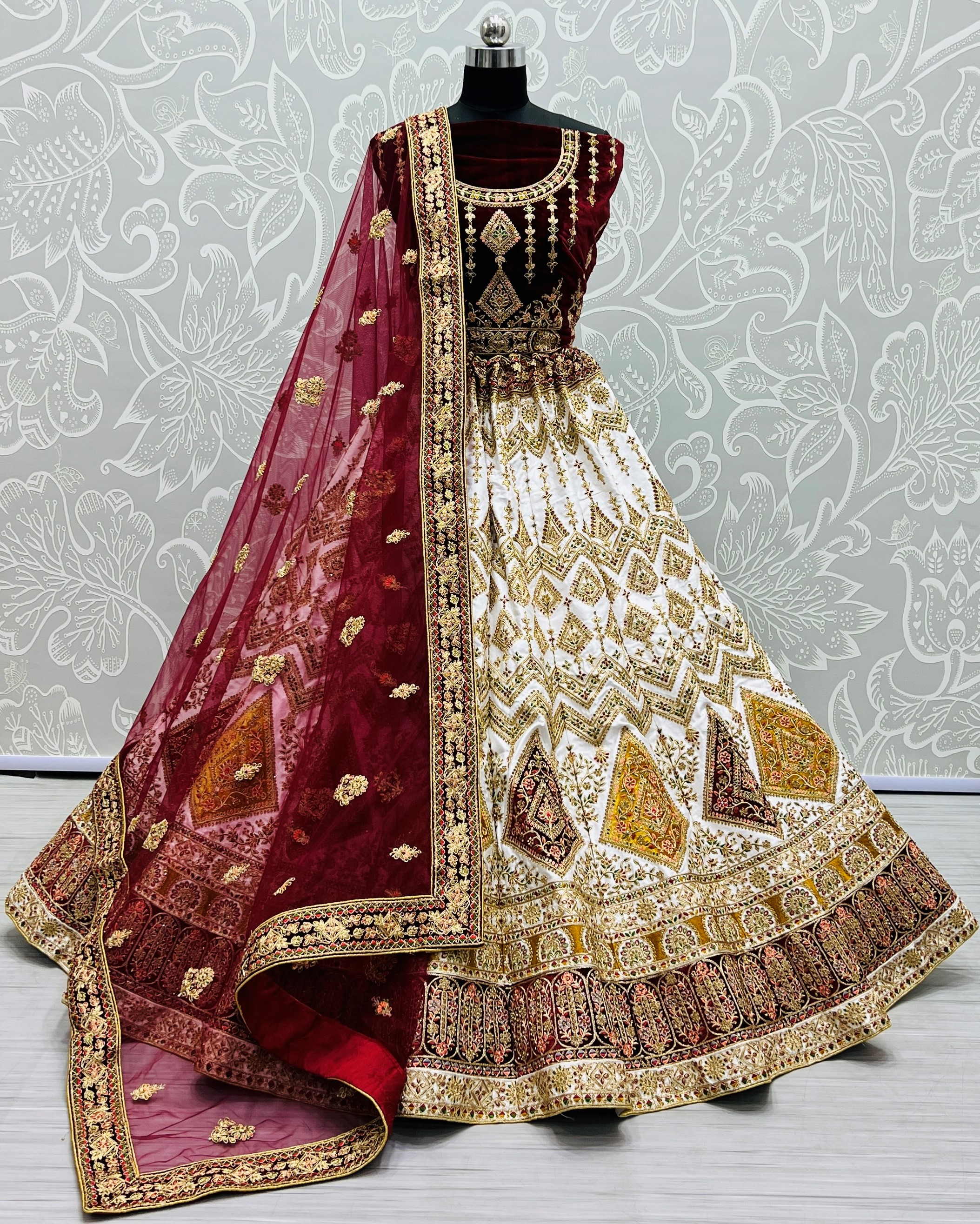 Tradition Dori Embroidery Bridal Lehenga Choli In Off White