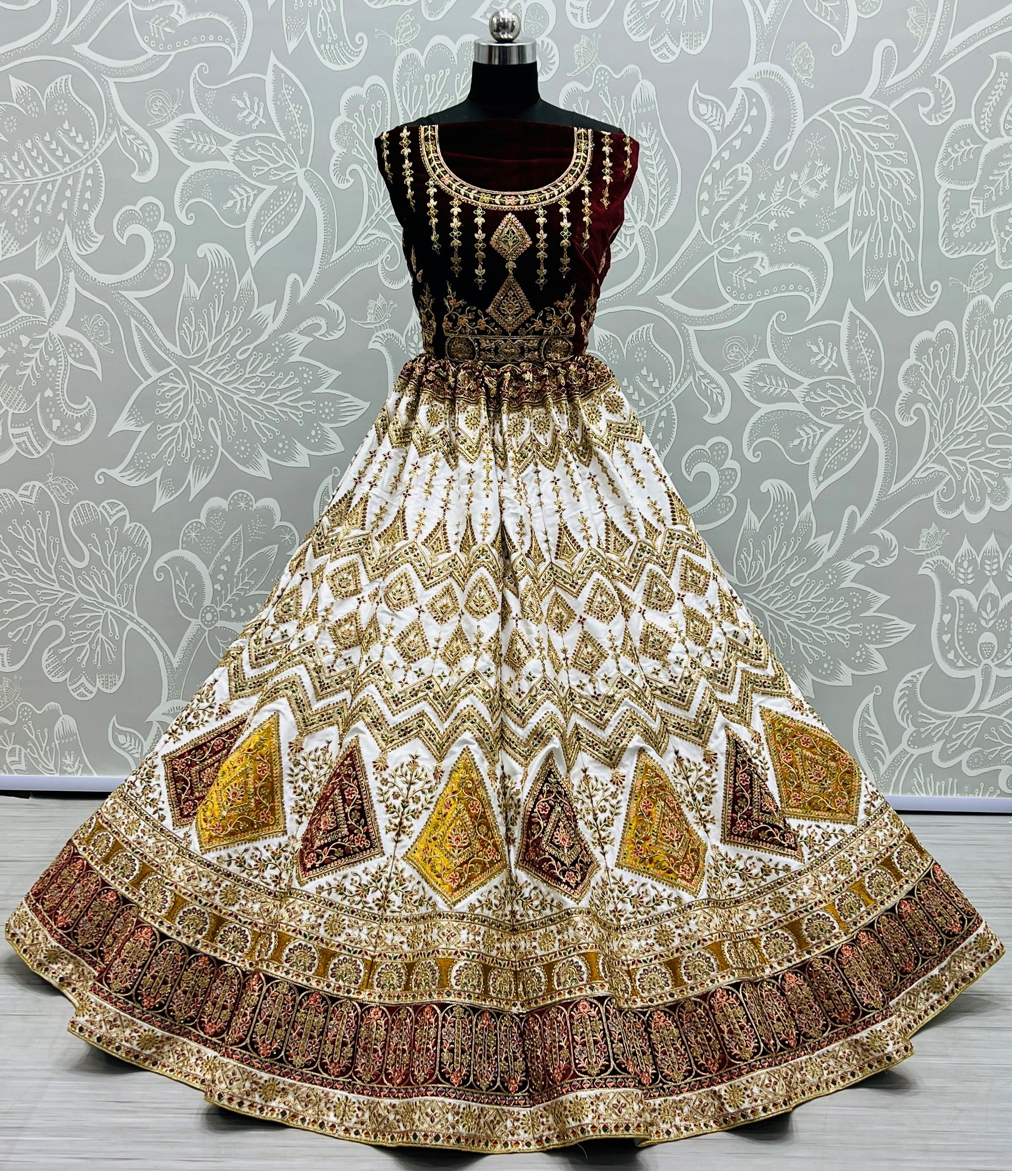 Tradition Dori Embroidery Bridal Lehenga Choli In Off White