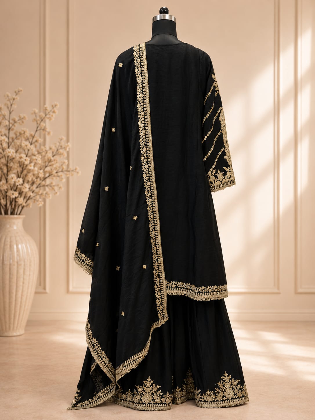 Fab Black Chinon Salwar Suit