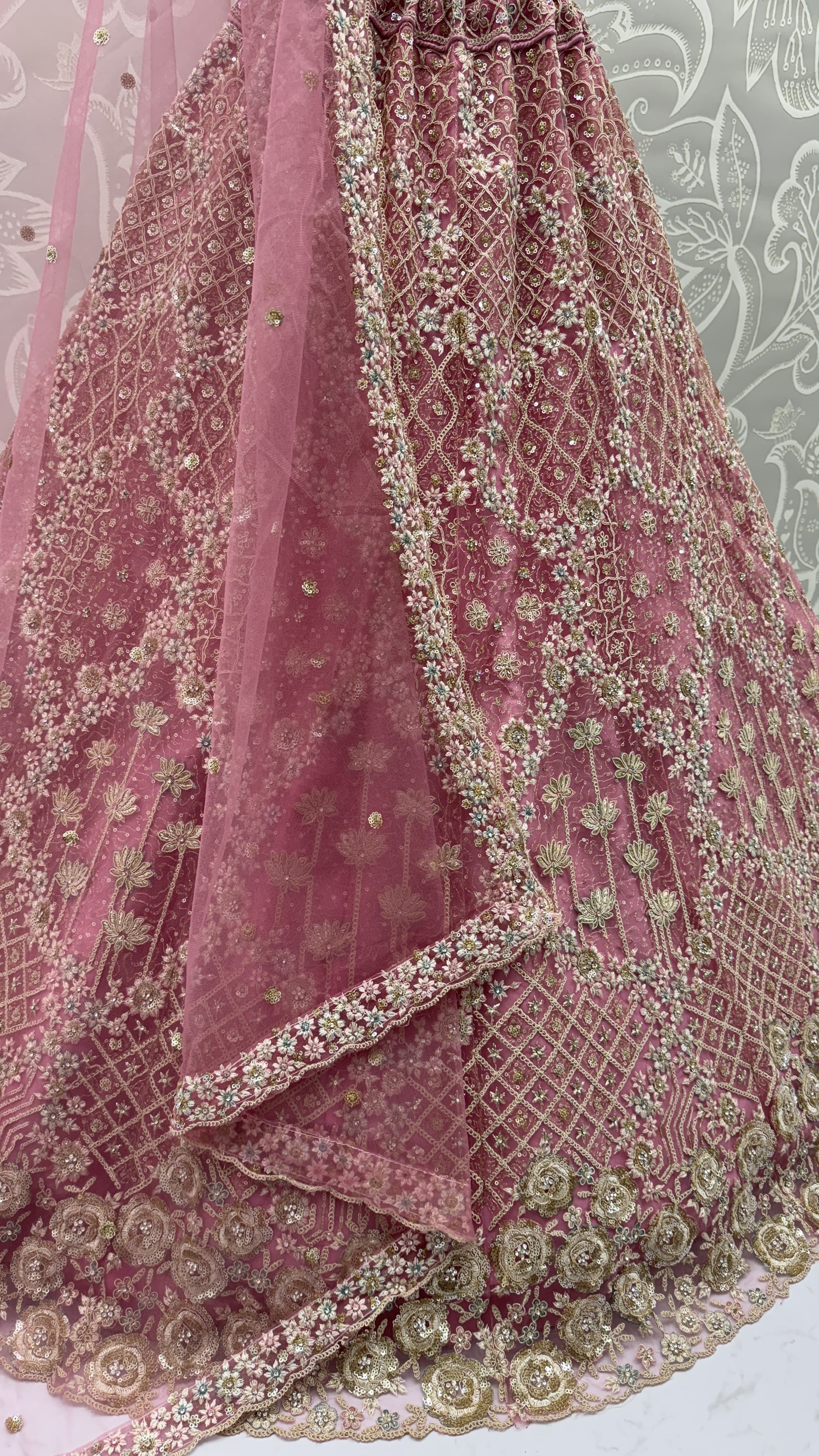 Beautiful Rose Pink Lehenga choli with dupatta and blouse 