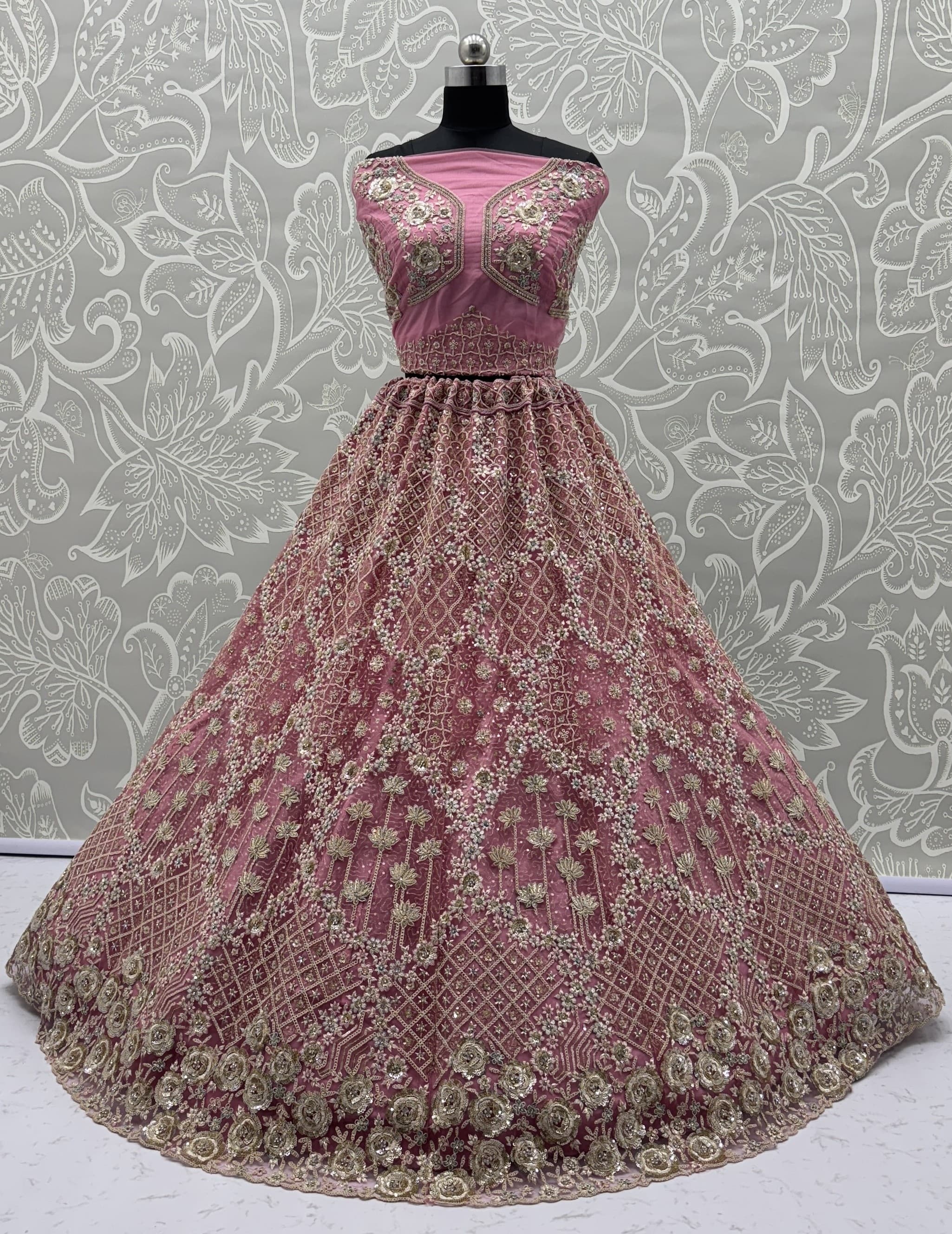 Beautiful Rose Pink Lehenga choli with dupatta and blouse 