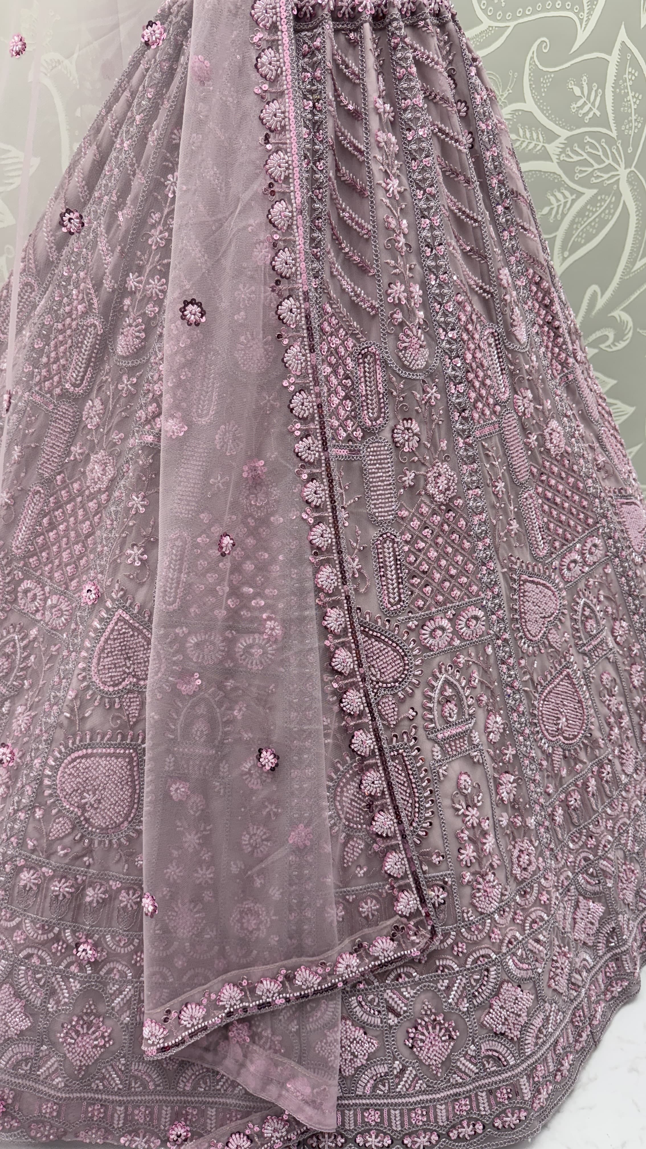 Sober Handwork Blue Motif and Crystal Pipe work Designed Reception Wear Collection in Lehenga Choli