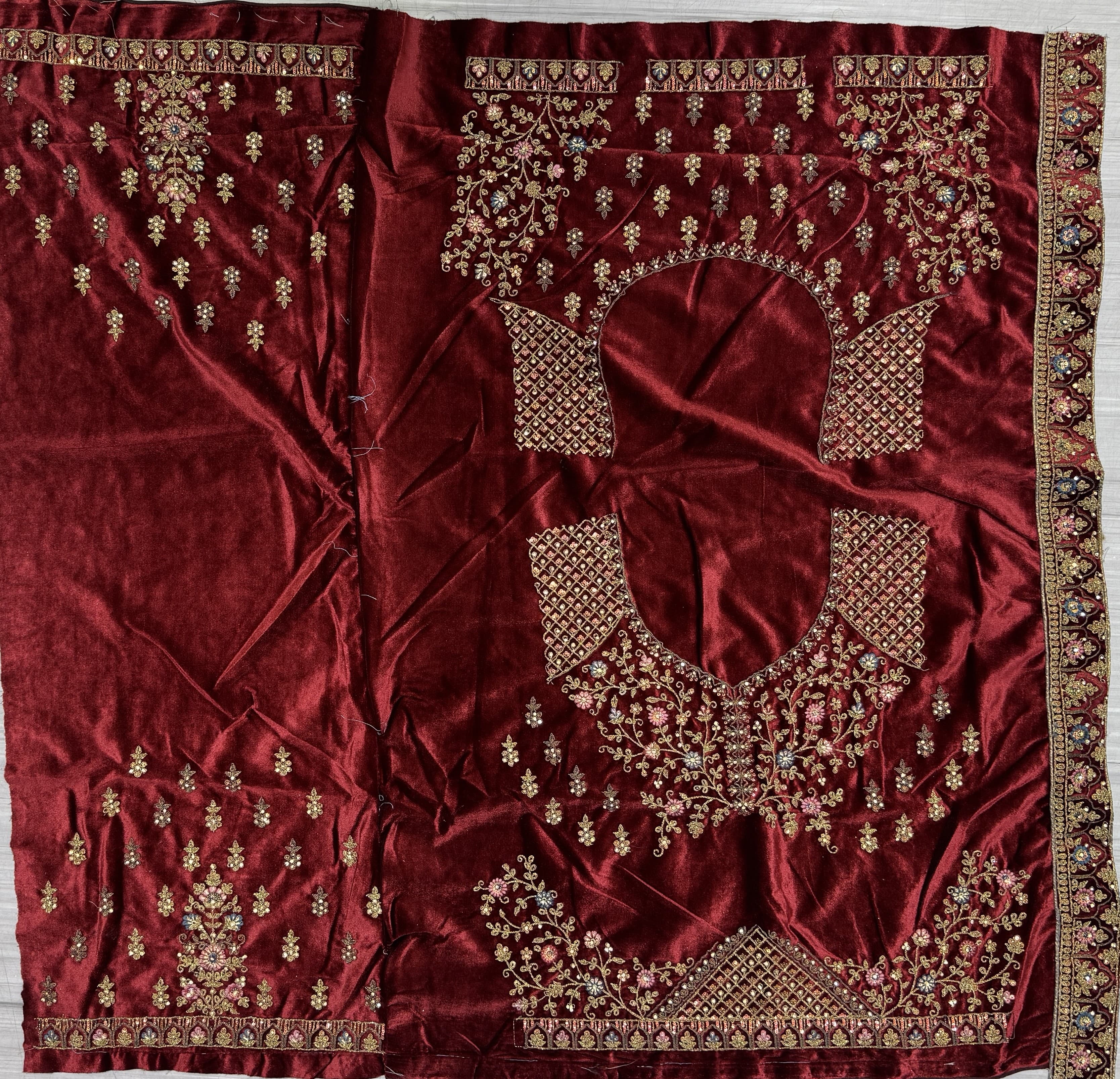 Perfect Dori Embroidery Designer Velvet Lehenga choli