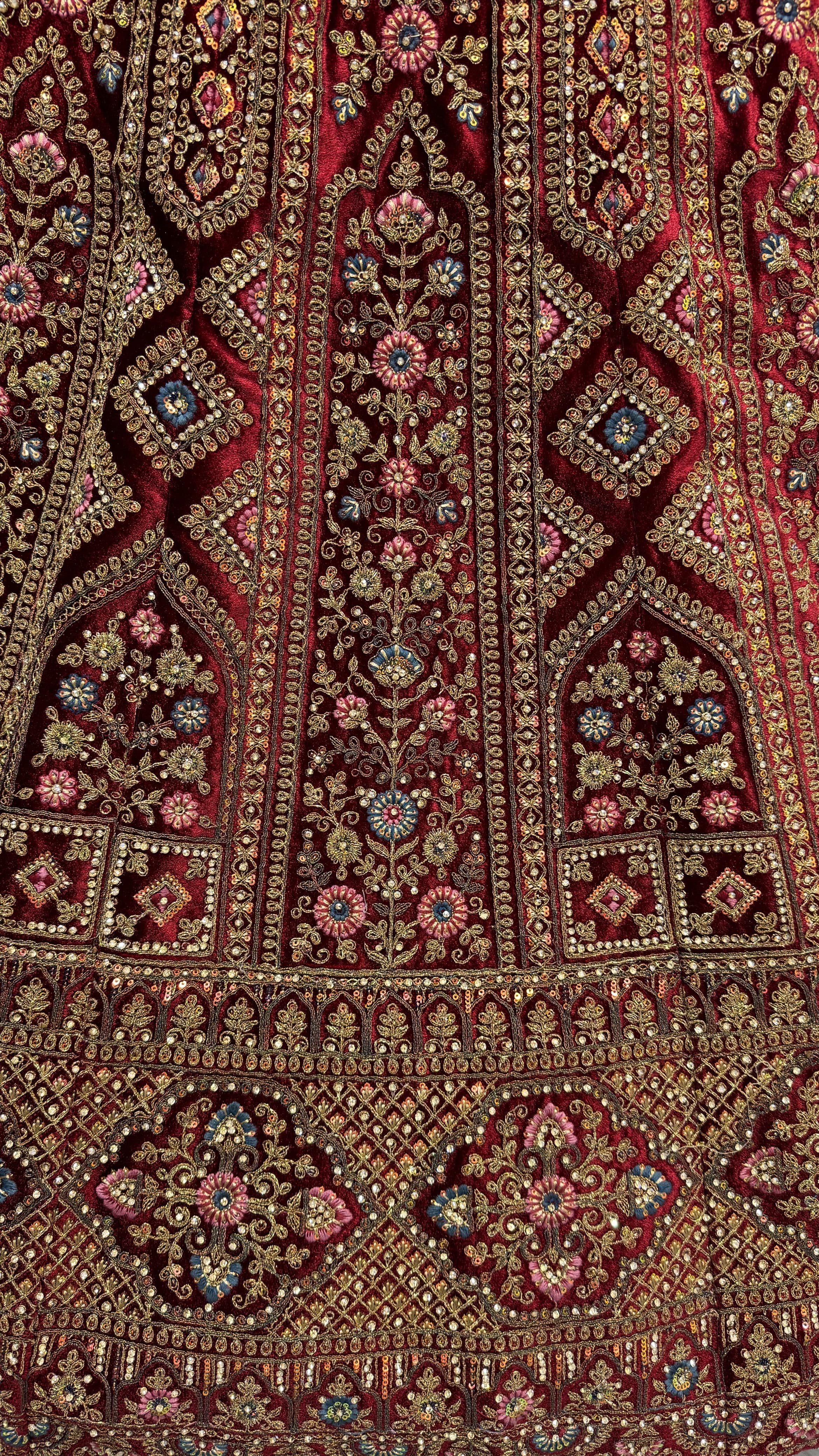 Perfect Dori Embroidery Designer Velvet Lehenga choli