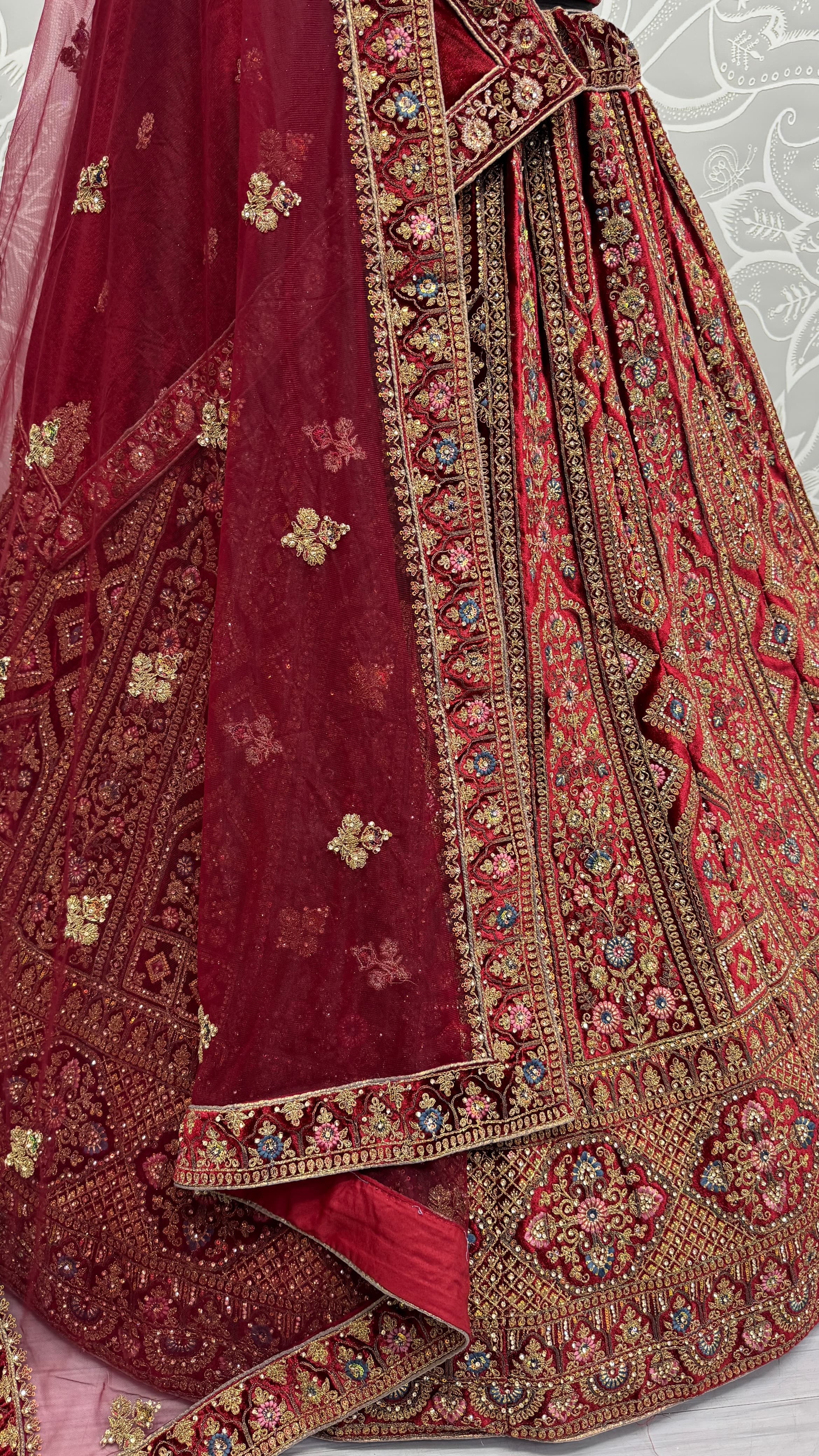 Perfect Dori Embroidery Designer Velvet Lehenga choli