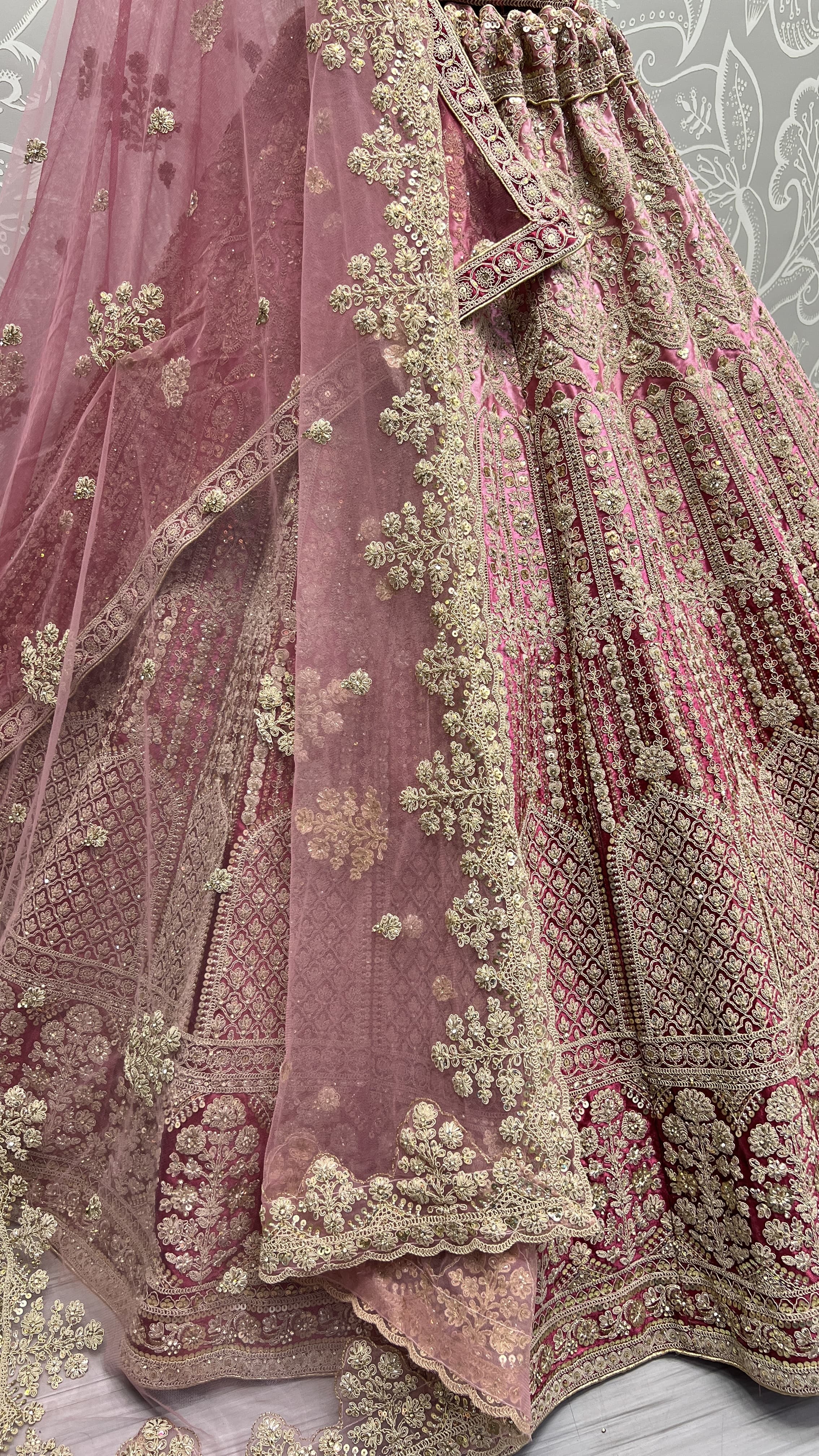 Heavy Work Padded Velvet Red Designer Lehengacholi Perfect for occasional wear