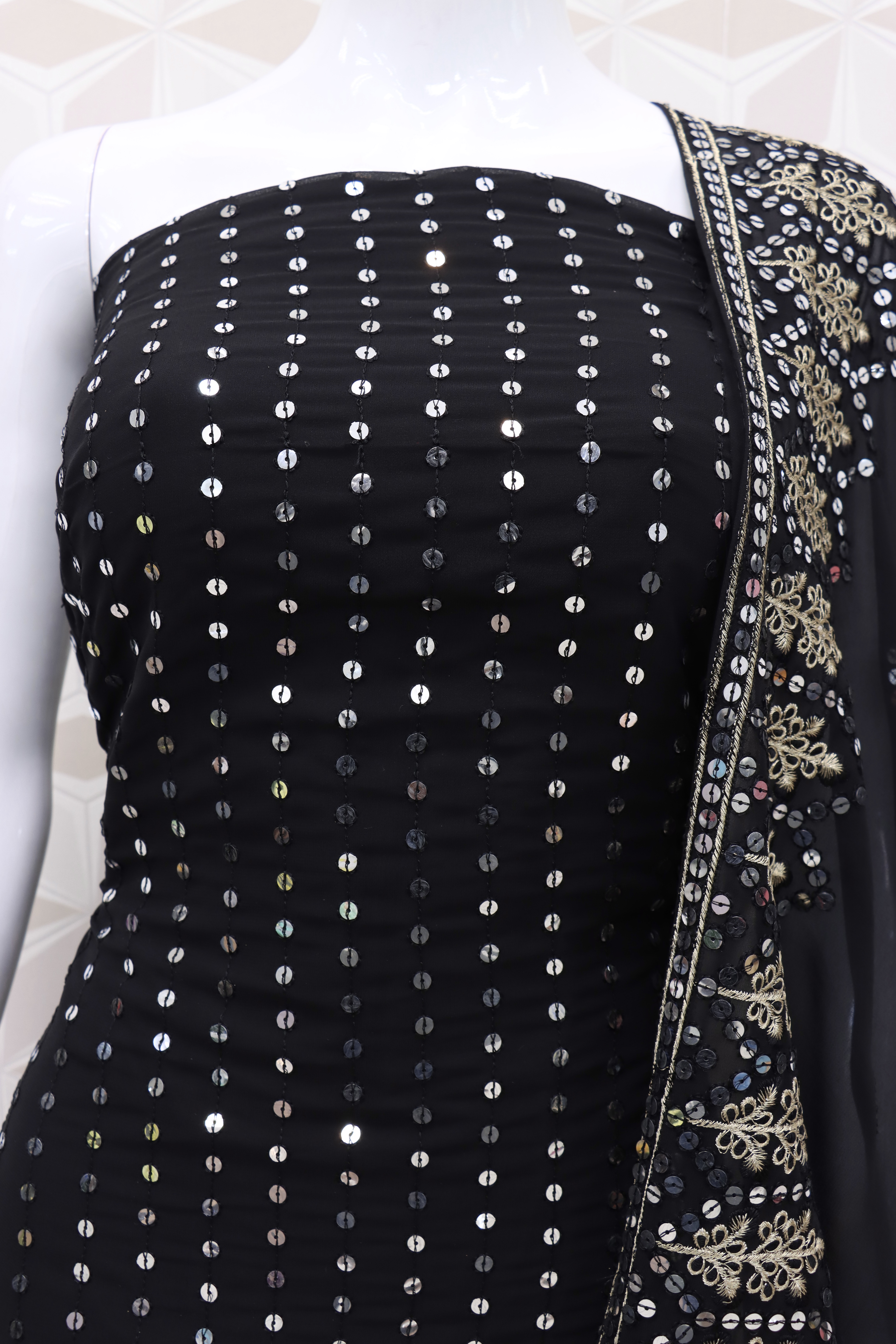 black Faux Georgette Pakistani Suit