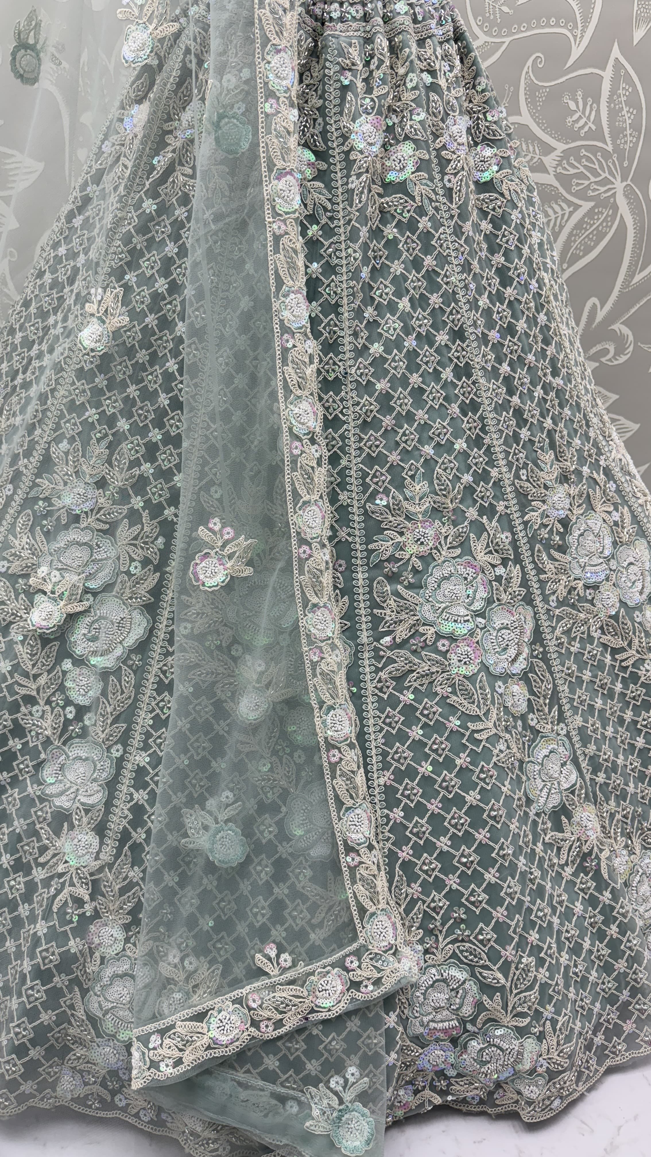 Amazing Handwork Beads and Motif Sequinned with Blue Dori Embroidery Perfect Party wear Lehenga choli 