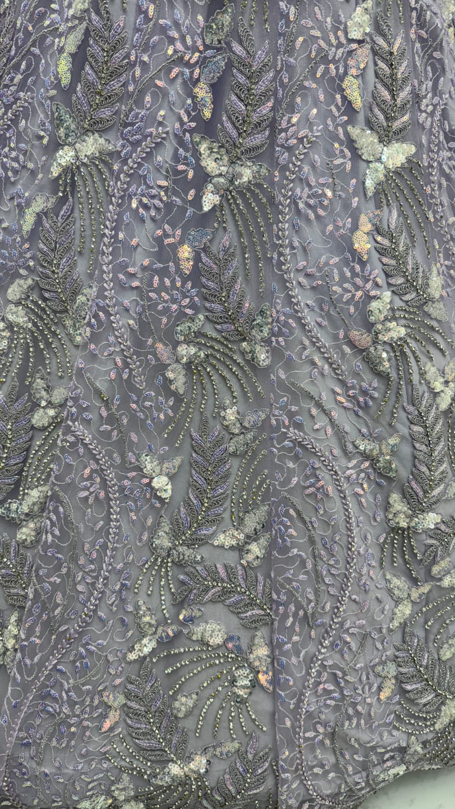 Beautiful Lavender Dupatta on  Matching Designer Embroidered Reception wear Lehenga choli 