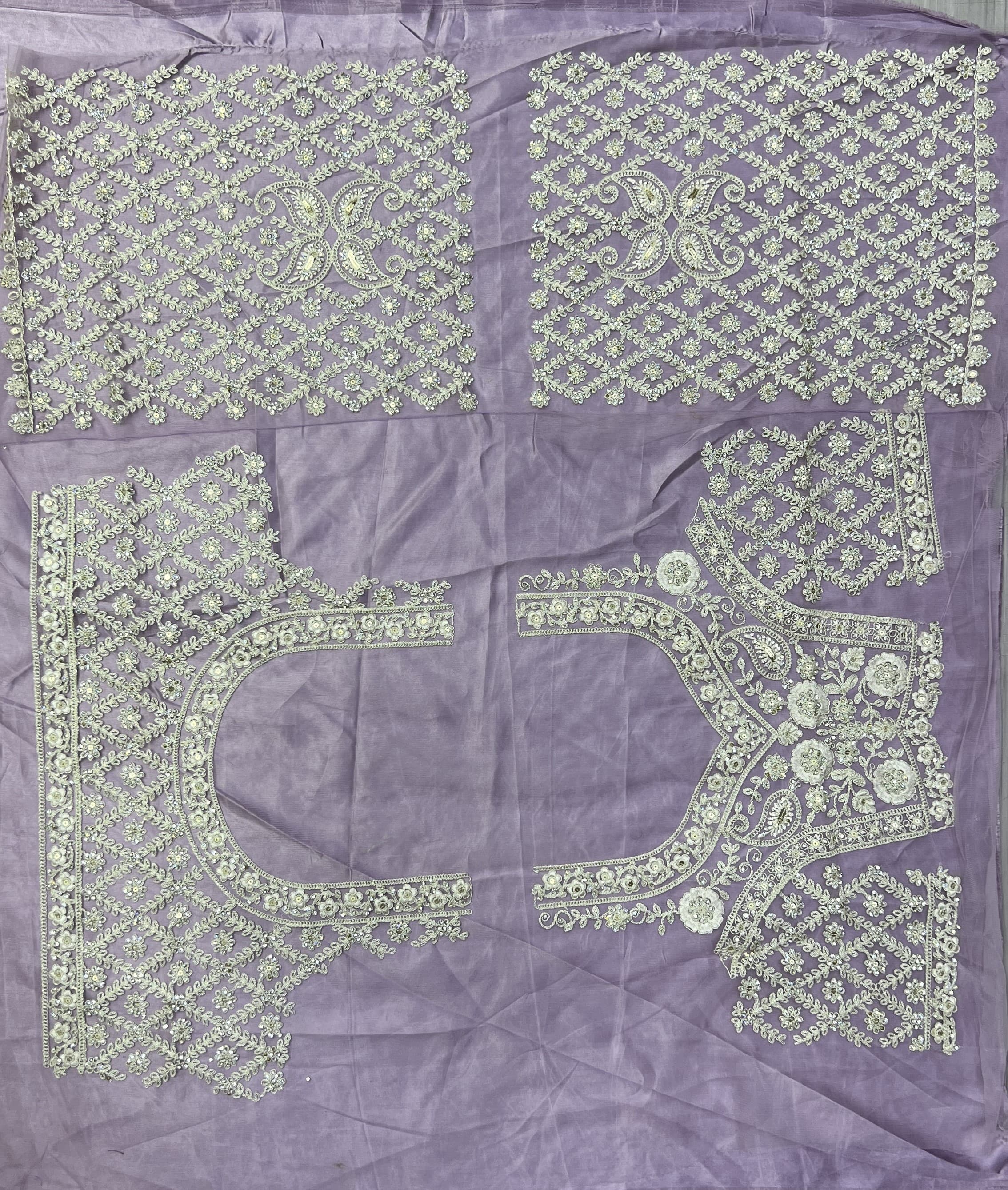 Dori and Zircon Diamond Lavender Combine Designer Partywear Lehengacholi 